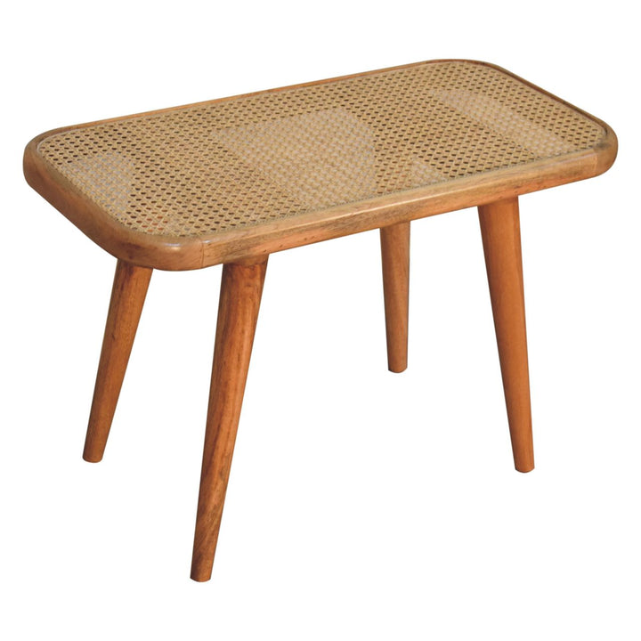 Solid Wood Larissa Rattan Bench, Beige and Brown