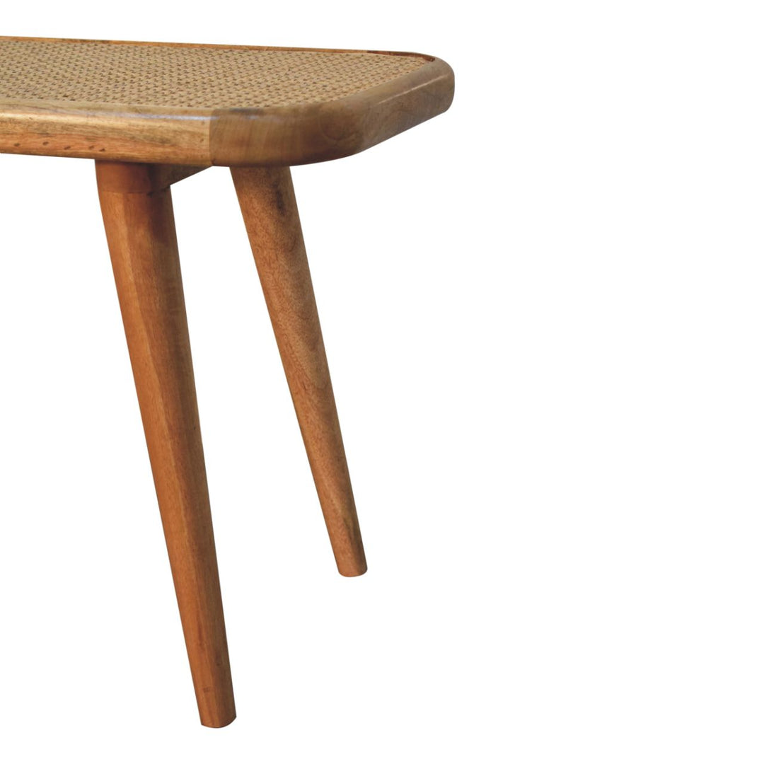 Solid Wood Larissa Rattan Bench, Beige and Brown