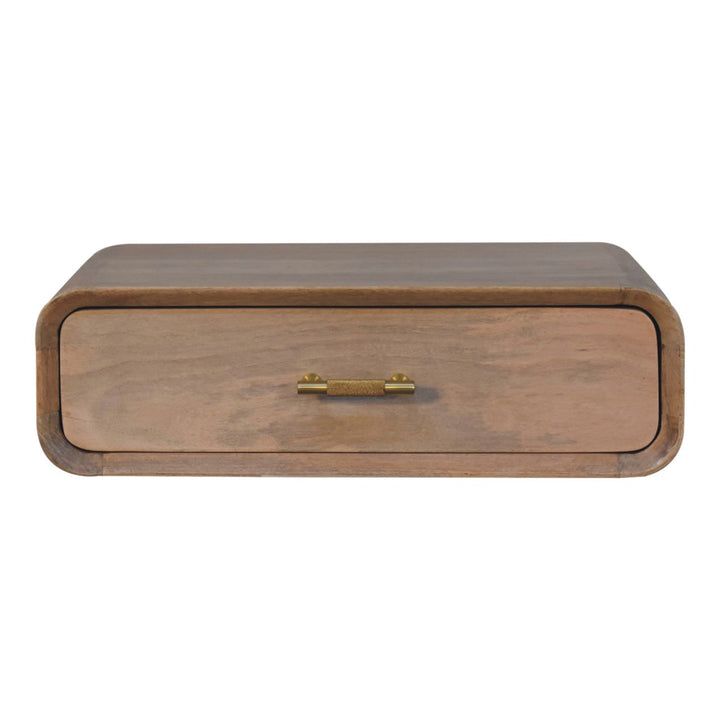 Solid Wood Sonoma T-Bar Wall-Mounted Nightstand, 1-Drawer, Light Brown