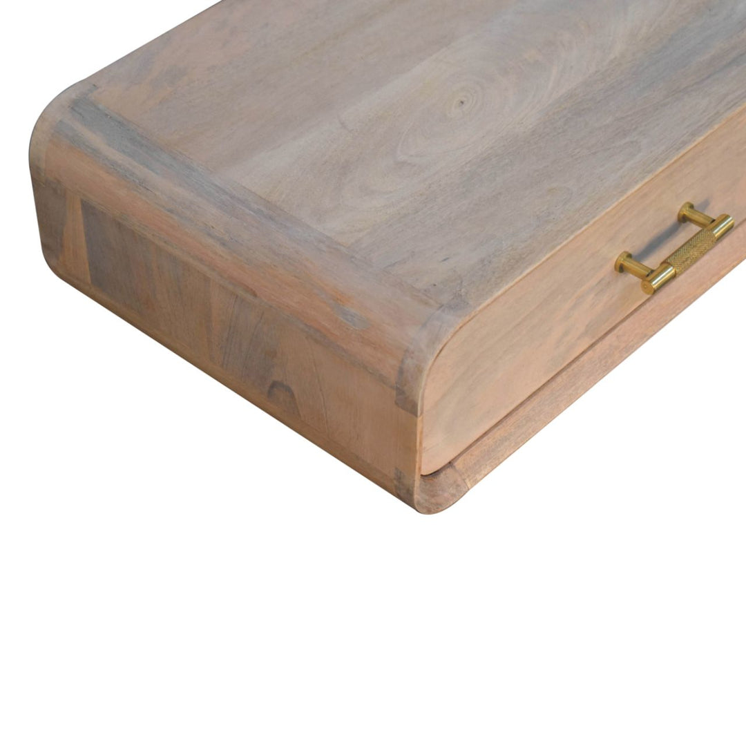 Solid Wood Sonoma T-Bar Wall-Mounted Nightstand, 1-Drawer, Light Brown