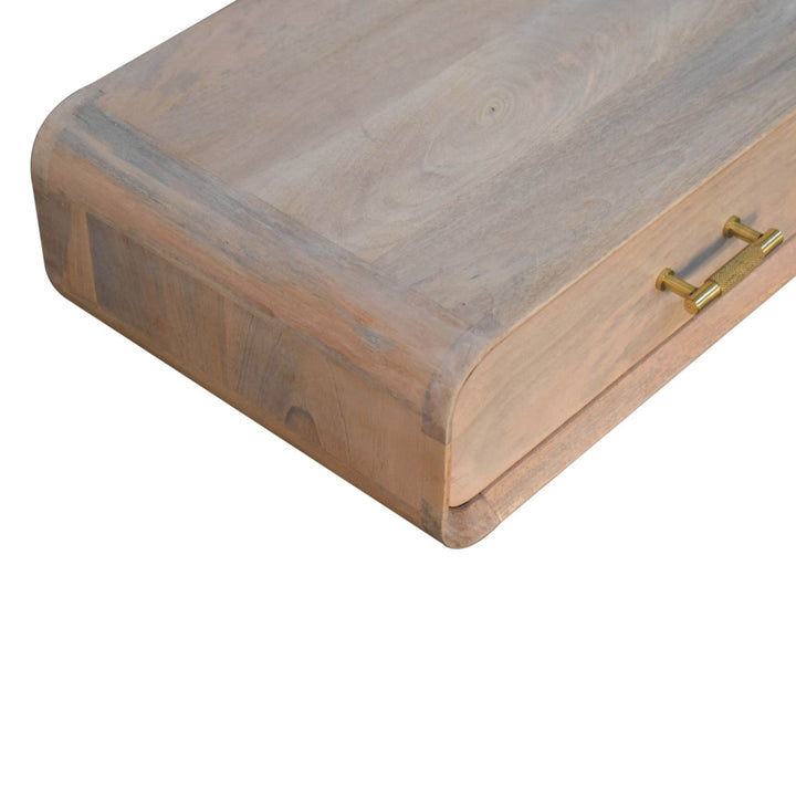 Solid Wood Sonoma T-Bar Wall-Mounted Nightstand, 1-Drawer, Light Brown