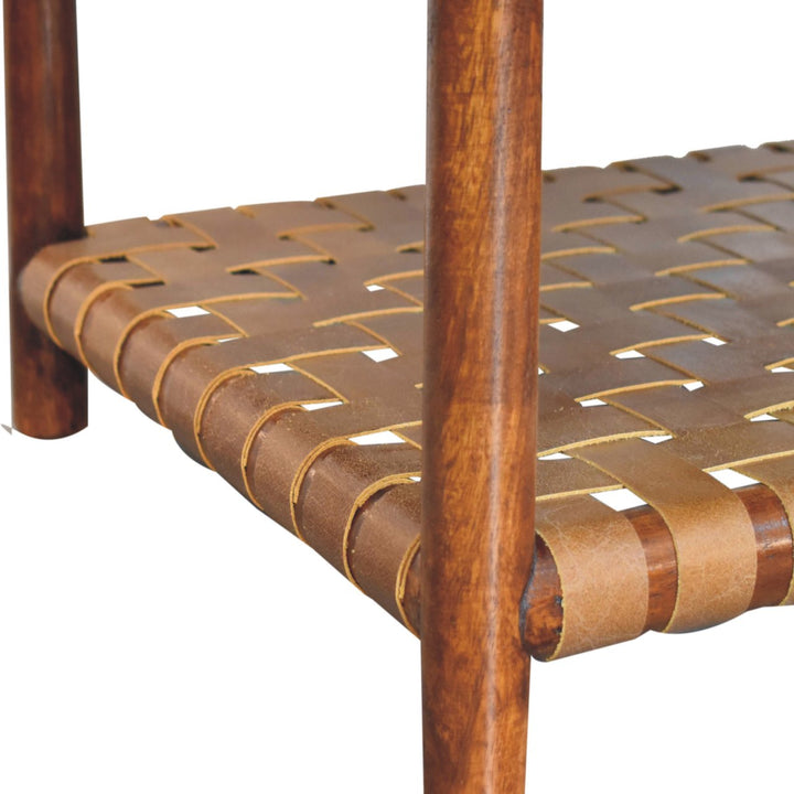 Regency Woven Console Table with 4-Drawers, Open Slot, Brown