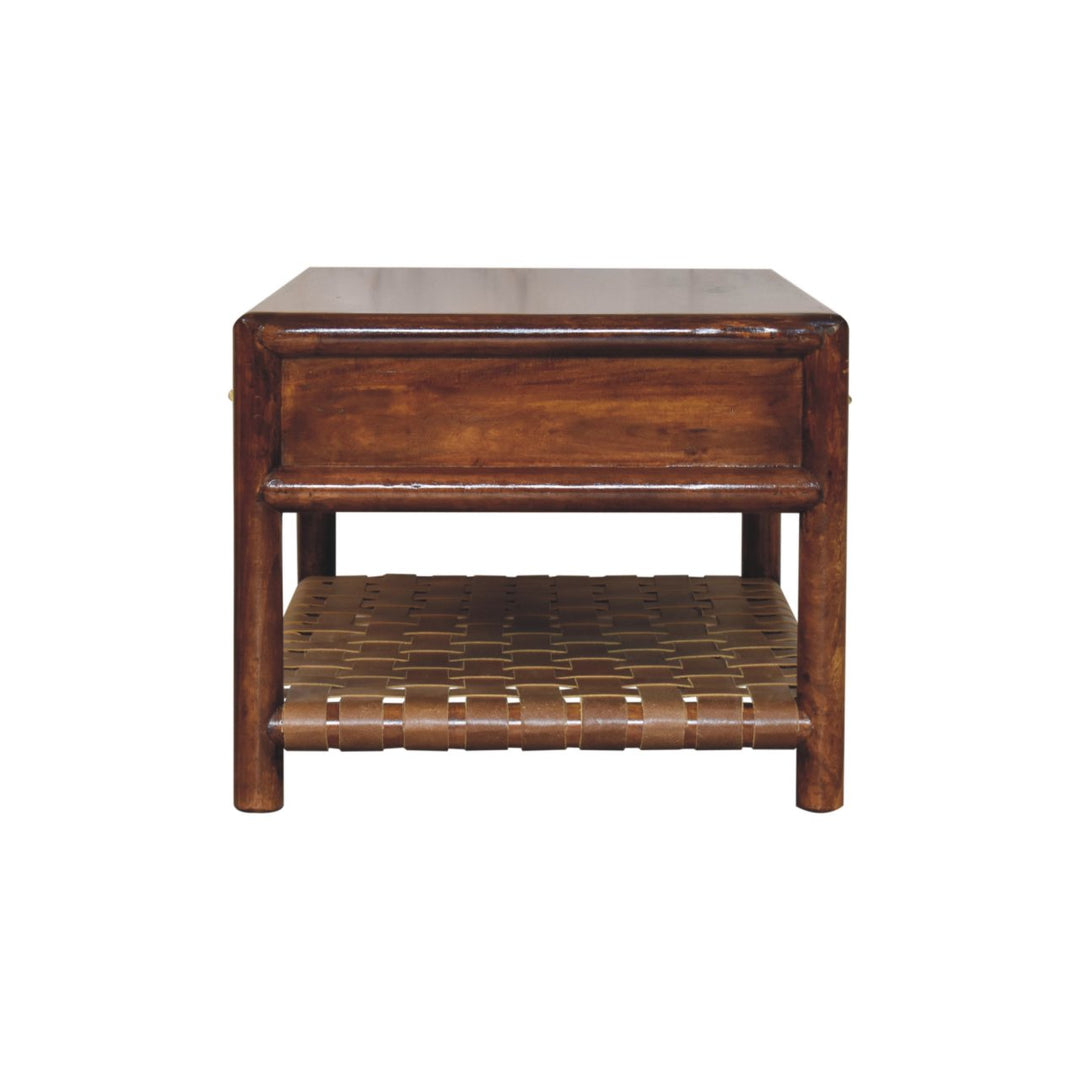 Regency Woven Console Table with 4-Drawers, Open Slot, Brown