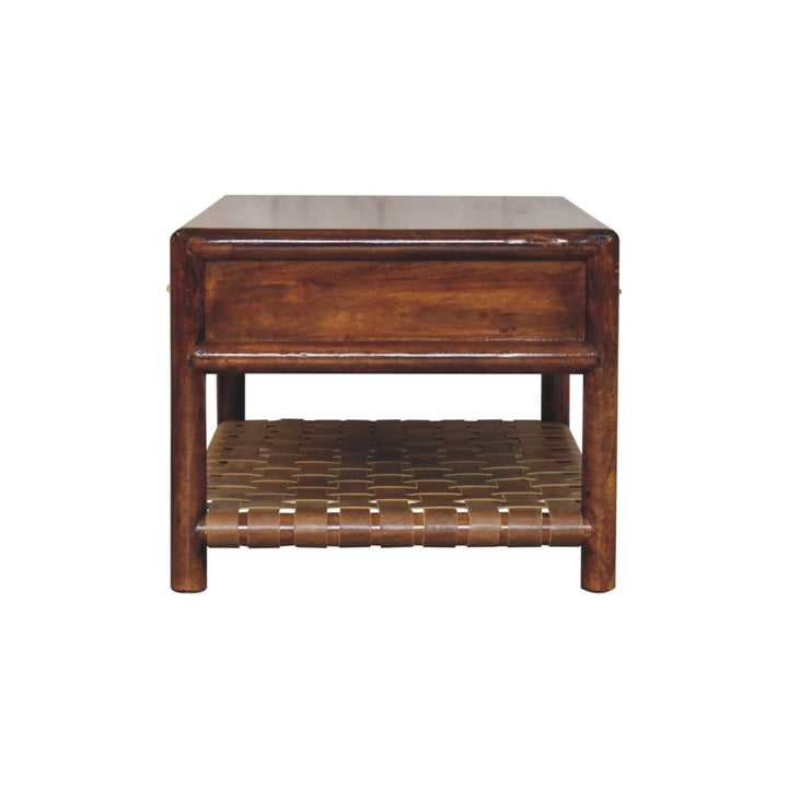 Regency Woven Console Table with 4-Drawers, Open Slot, Brown