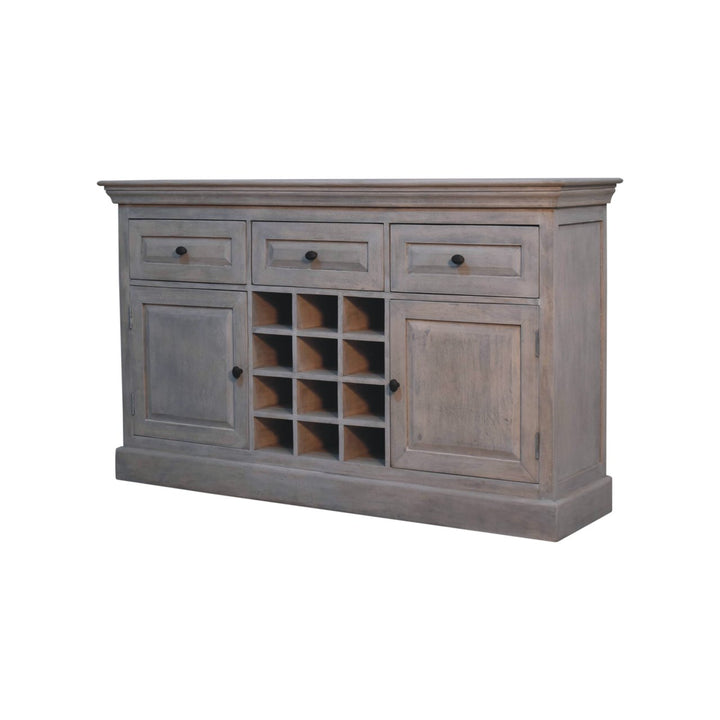 Solid Wood Acid Wash Wine Storage Unit, 3-Drawers, 4-Shelves, Bottle Storage, White