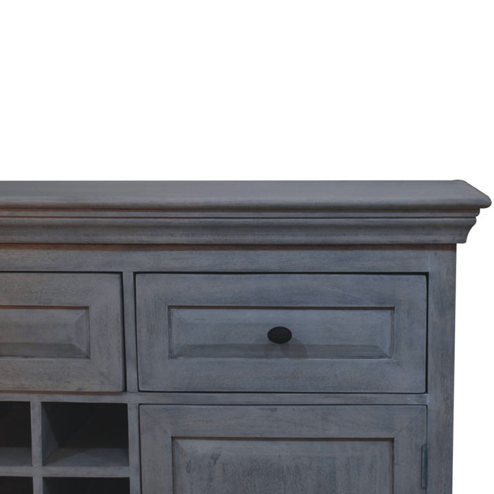 Solid Wood Acid Wash Wine Storage Unit, 3-Drawers, 4-Shelves, Bottle Storage, White