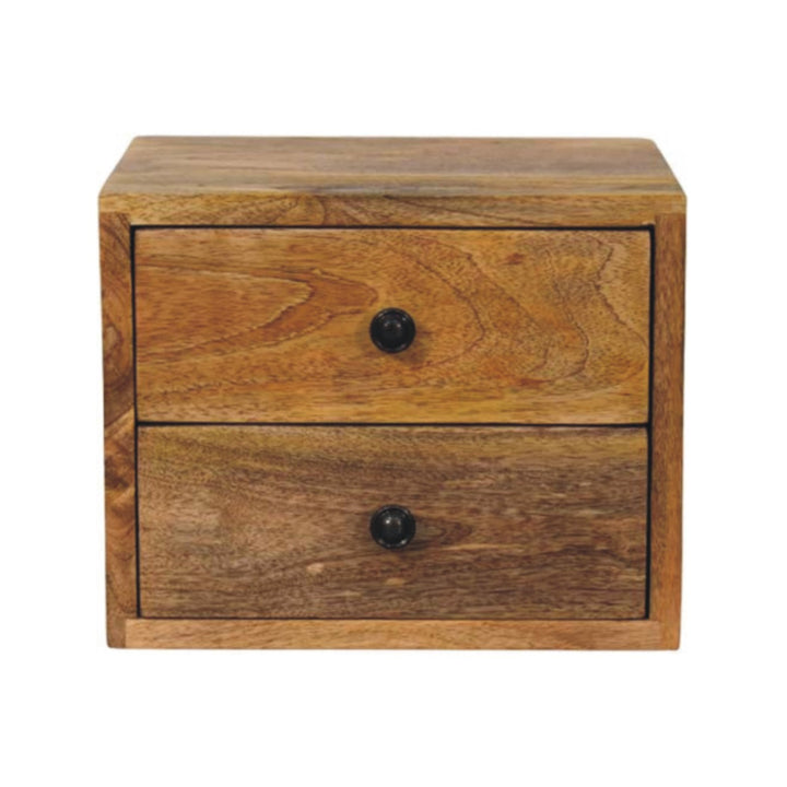 Solid Wood Solis Wall-Mounted Nightstand, 2-Drawers, Oak-ish, Light Brown