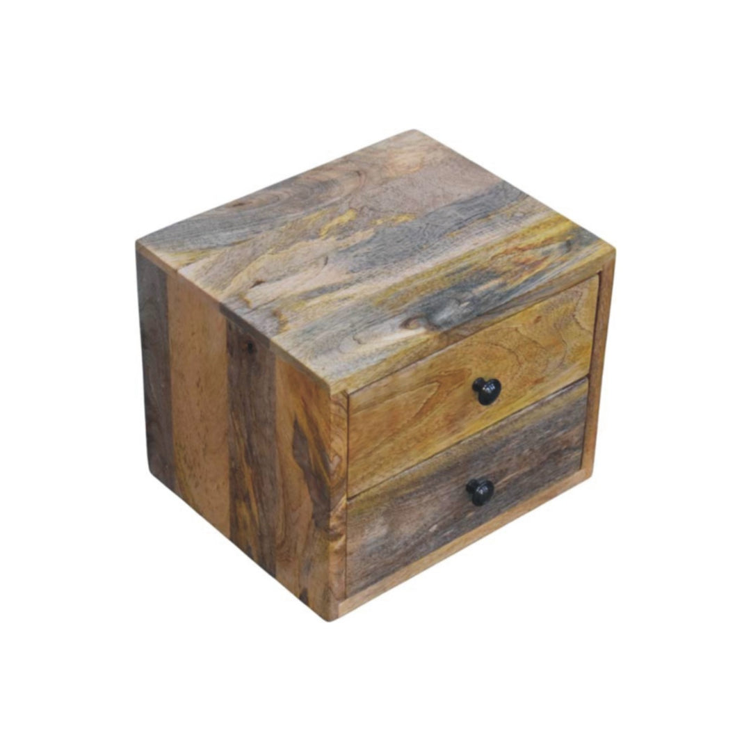 Solid Wood Solis Wall-Mounted Nightstand, 2-Drawers, Oak-ish, Light Brown