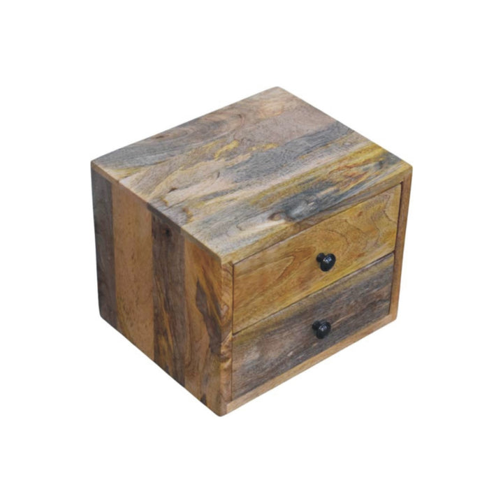 Solid Wood Solis Wall-Mounted Nightstand, 2-Drawers, Oak-ish, Light Brown