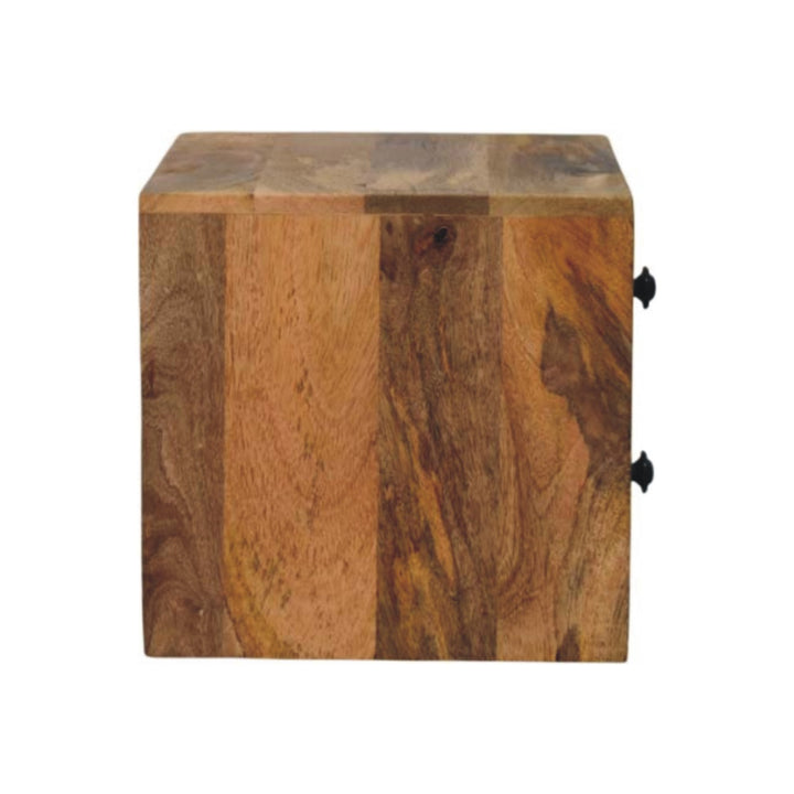 Solid Wood Solis Wall-Mounted Nightstand, 2-Drawers, Oak-ish, Light Brown
