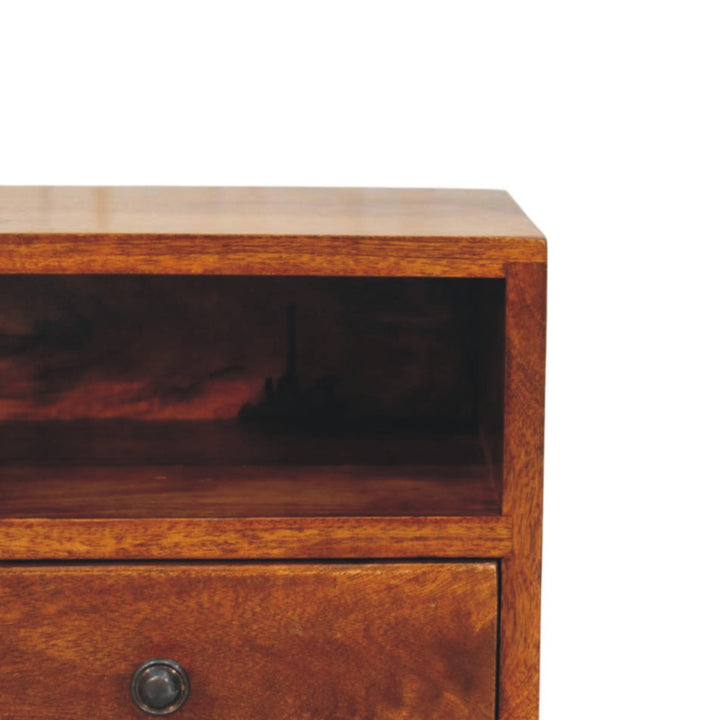 Solis 1-Drawer Chestnut Wall-Mounted Nightstand, 1 Open Slot, Brown