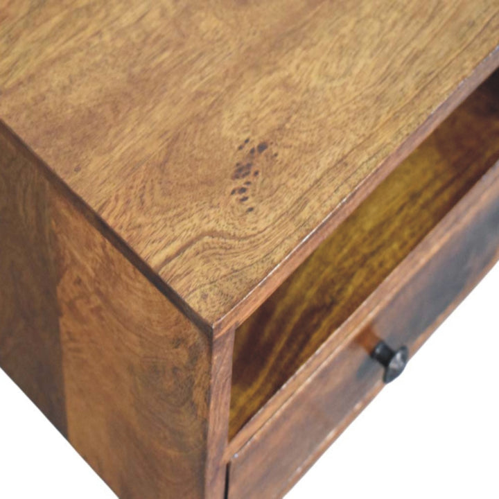 Solis 1-Drawer Chestnut Wall-Mounted Nightstand, 1 Open Slot, Brown