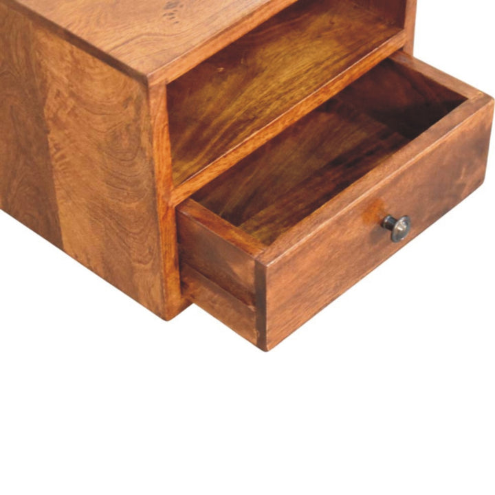 Solis 1-Drawer Chestnut Wall-Mounted Nightstand, 1 Open Slot, Brown
