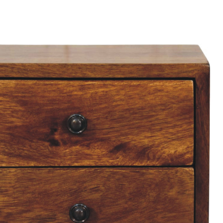 Solid Wood Solis Chestnut Nightstand, Wall-Mounted, 2-Drawers, Brown