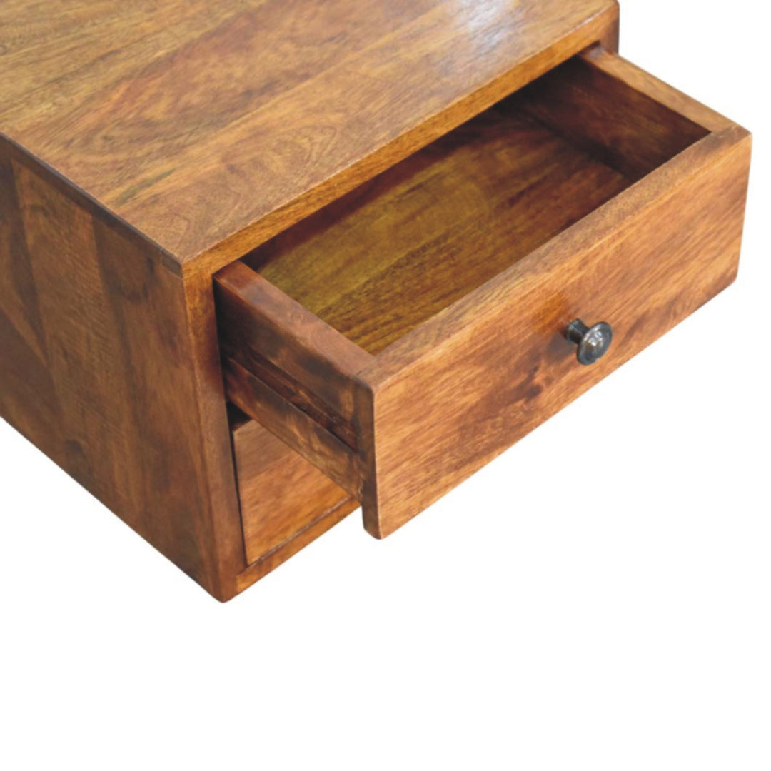 Solid Wood Solis Chestnut Nightstand, Wall-Mounted, 2-Drawers, Brown