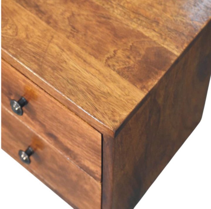 Solid Wood Solis Chestnut Nightstand, Wall-Mounted, 2-Drawers, Brown