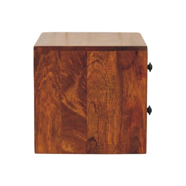 Solid Wood Solis Chestnut Nightstand, Wall-Mounted, 2-Drawers, Brown