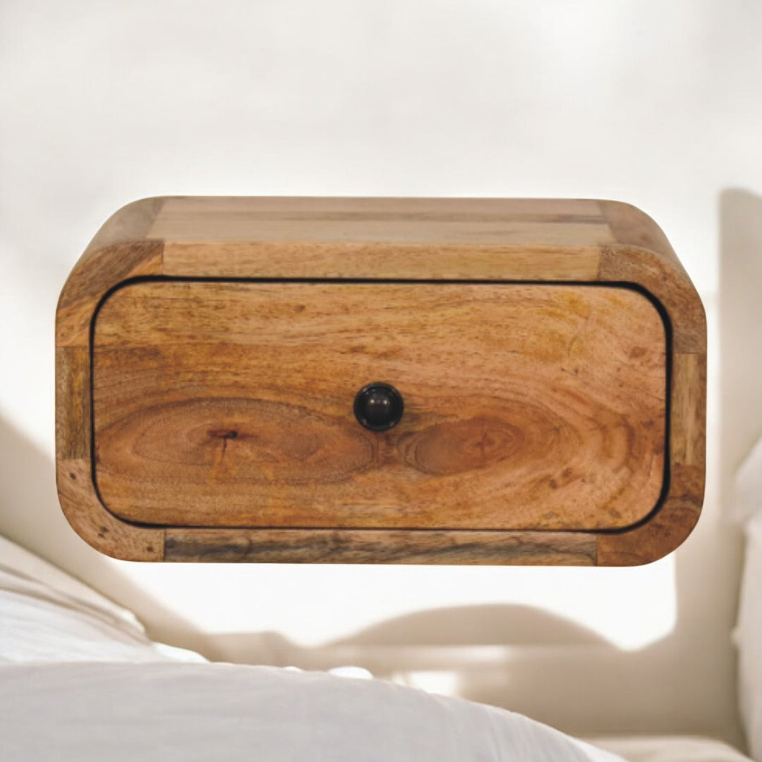 Avora Mini Wall-Mounted Oak-ish Nightstand, 1-Drawer, Light Brown
