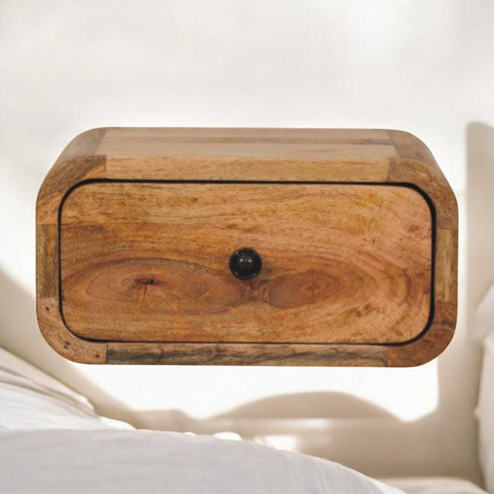 Avora Mini Wall-Mounted Oak-ish Nightstand, 1-Drawer, Light Brown