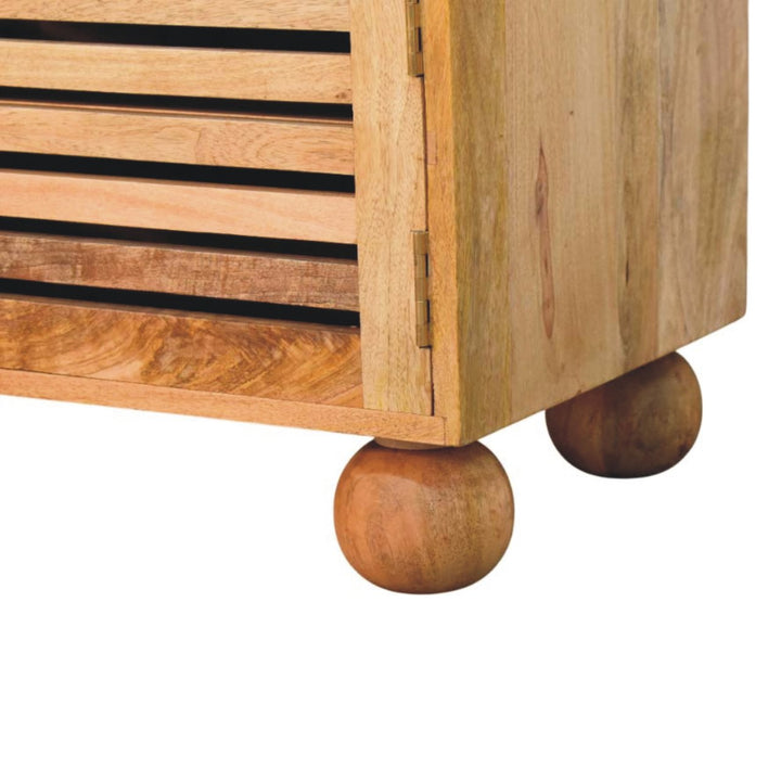 Shutter Shoe Rack, Leather Upholstered with 2-Drawers, 4-Storage Shelves, Oak-ish, Tan and Brown