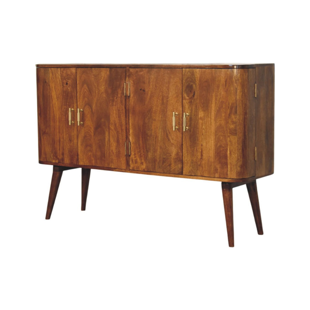 Solid Wood Linden Sideboard, 4-Shelves, Brown