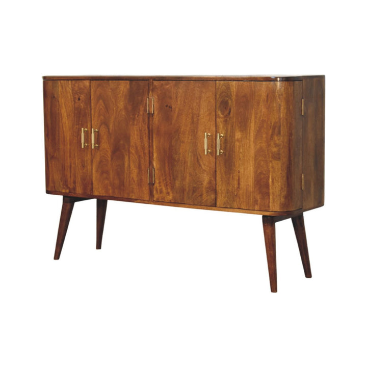 Solid Wood Linden Sideboard, 4-Shelves, Brown
