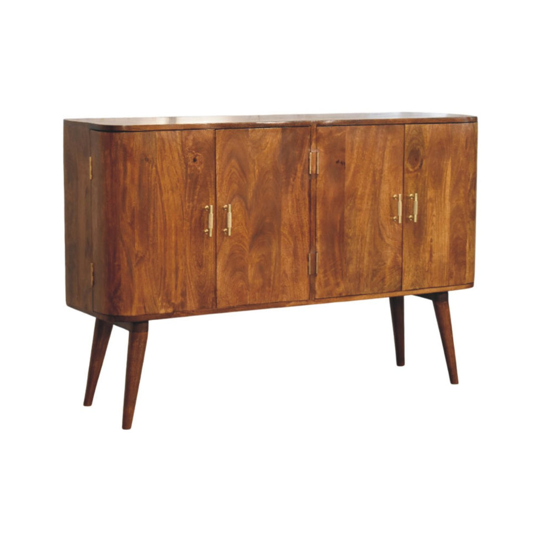 Solid Wood Linden Sideboard, 4-Shelves, Brown