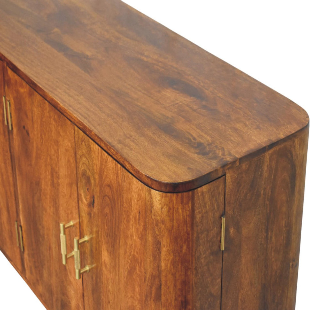 Solid Wood Linden Sideboard, 4-Shelves, Brown