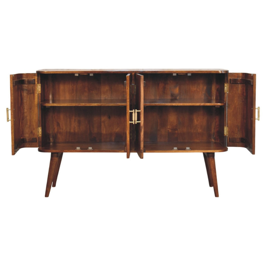 Solid Wood Linden Sideboard, 4-Shelves, Brown