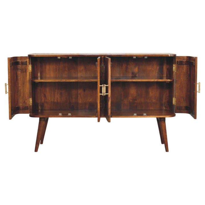 Solid Wood Linden Sideboard, 4-Shelves, Brown