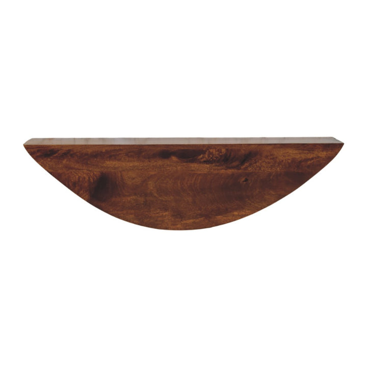 Solid Wood Crescent Floating Wall Shelf, Brown