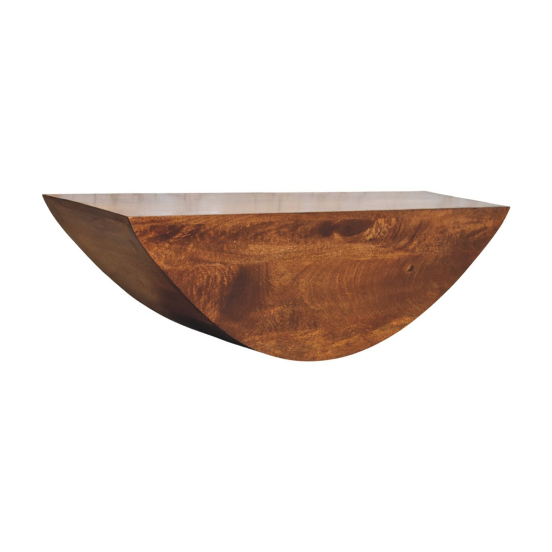 Solid Wood Crescent Floating Wall Shelf, Brown