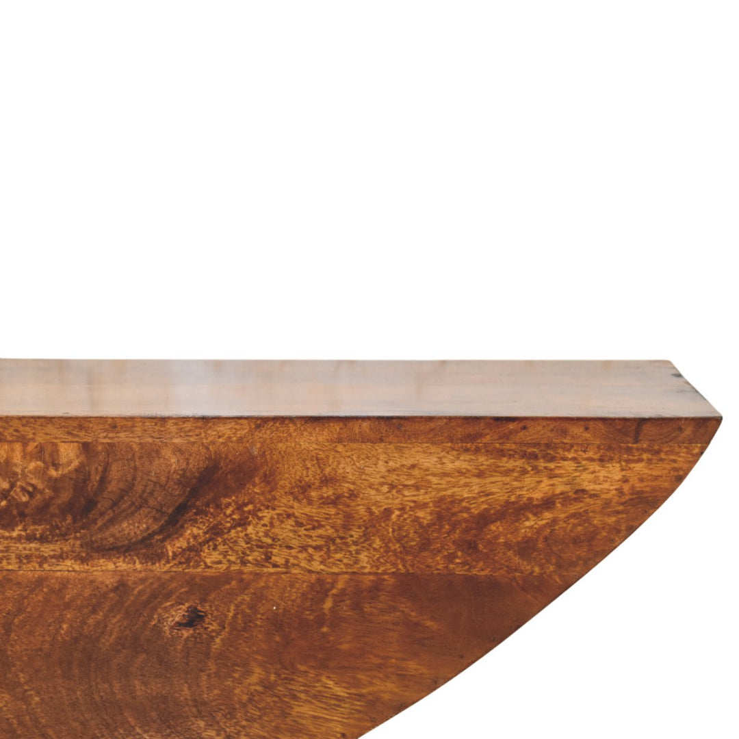 Solid Wood Crescent Floating Wall Shelf, Brown