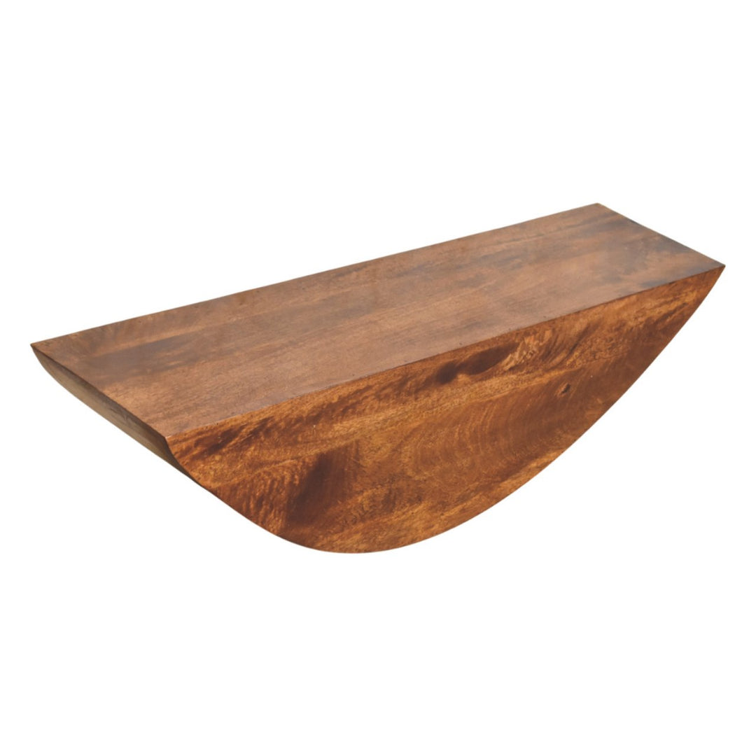 Solid Wood Crescent Floating Wall Shelf, Brown