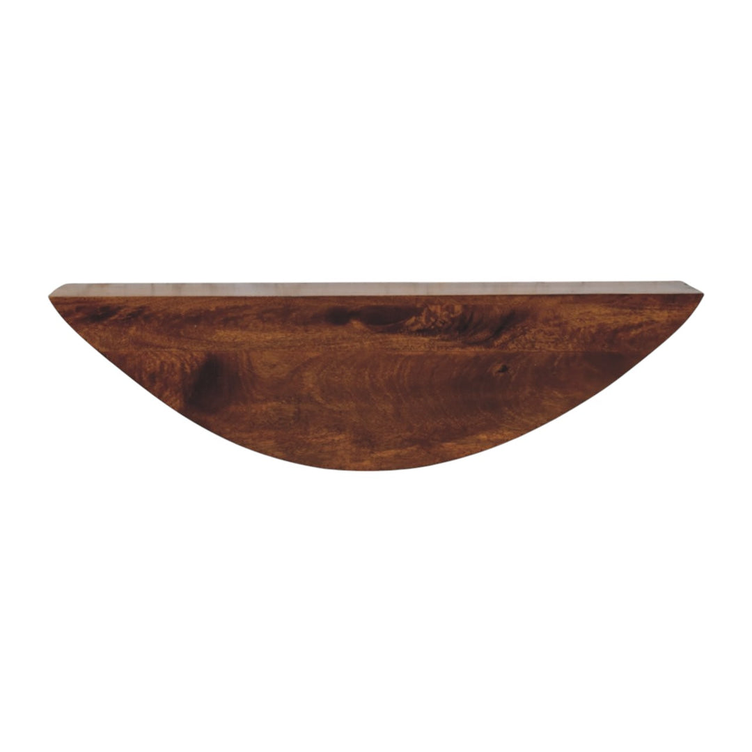 Solid Wood Crescent Floating Wall Shelf, Brown