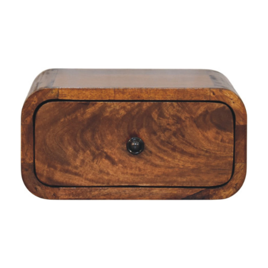 Solid Wood Avora Mini Wall-Mounted Chestnut Nightstand, 1-Drawer, Brown