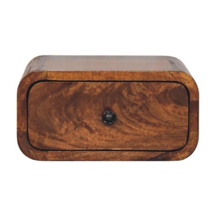 Solid Wood Avora Mini Wall-Mounted Chestnut Nightstand, 1-Drawer, Brown