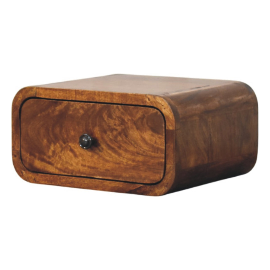 Solid Wood Avora Mini Wall-Mounted Chestnut Nightstand, 1-Drawer, Brown