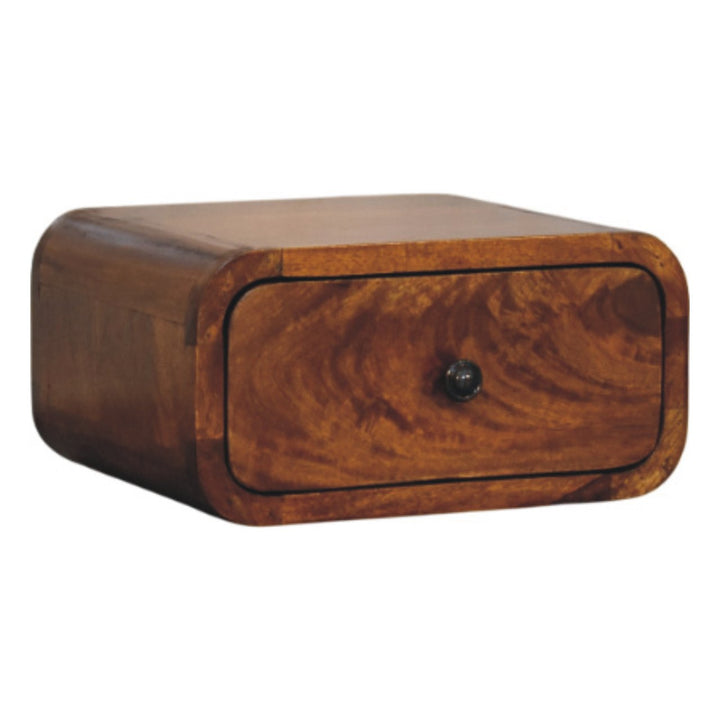 Solid Wood Avora Mini Wall-Mounted Chestnut Nightstand, 1-Drawer, Brown