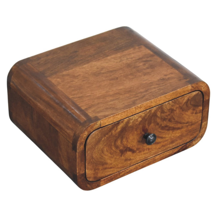 Solid Wood Avora Mini Wall-Mounted Chestnut Nightstand, 1-Drawer, Brown