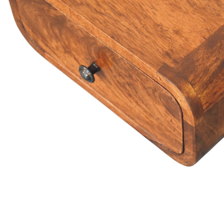Solid Wood Avora Mini Wall-Mounted Chestnut Nightstand, 1-Drawer, Brown