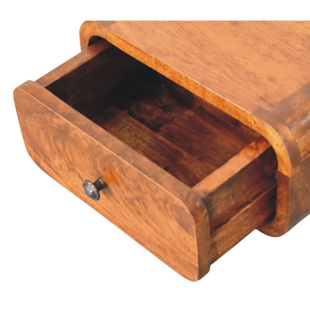 Solid Wood Avora Mini Wall-Mounted Chestnut Nightstand, 1-Drawer, Brown
