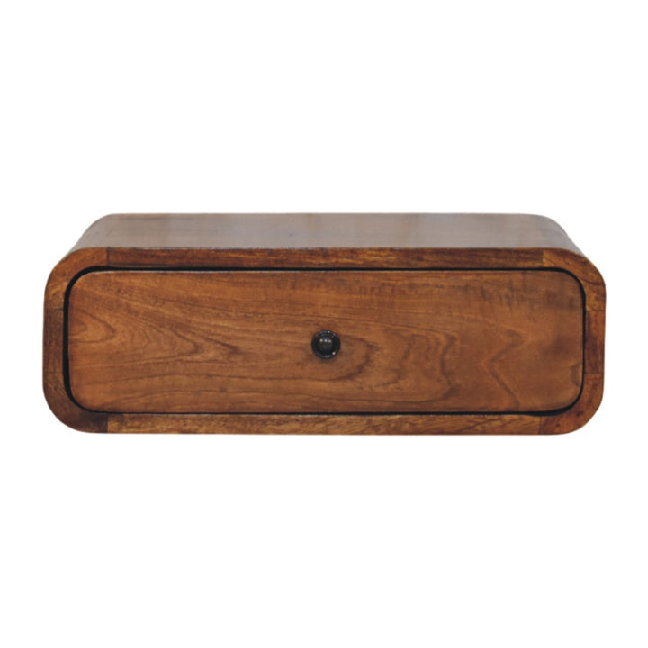 Solid Wood Avora Wall-Mounted Nightstand, 1-Drawer, Honey Caramel, Brown
