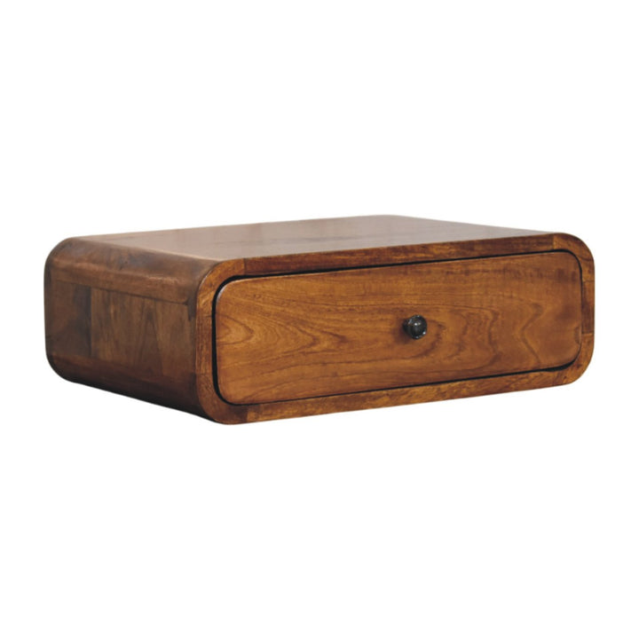 Solid Wood Avora Wall-Mounted Nightstand, 1-Drawer, Honey Caramel, Brown