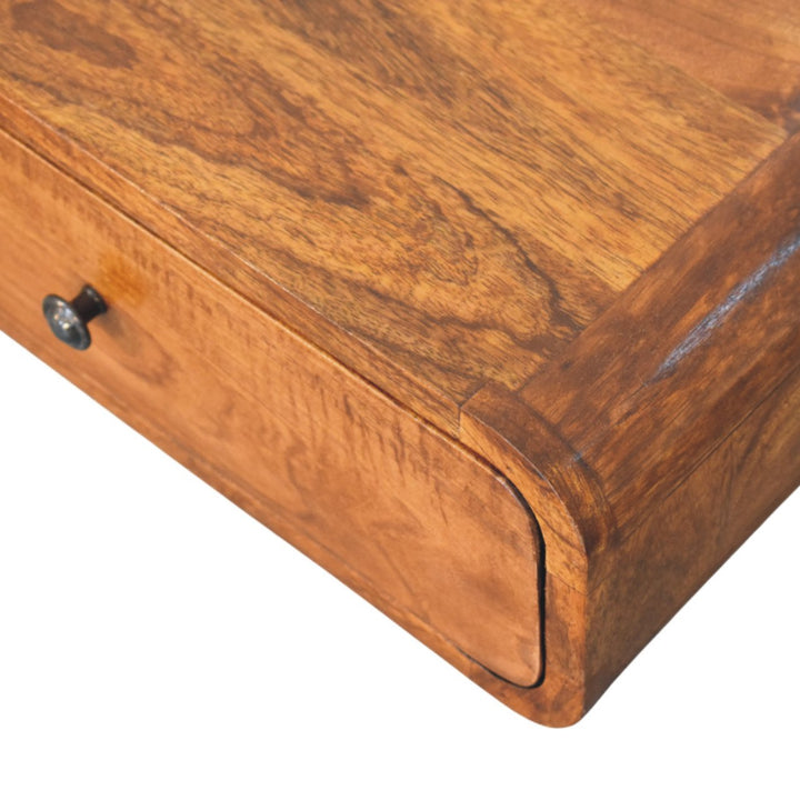 Solid Wood Avora Wall-Mounted Nightstand, 1-Drawer, Honey Caramel, Brown