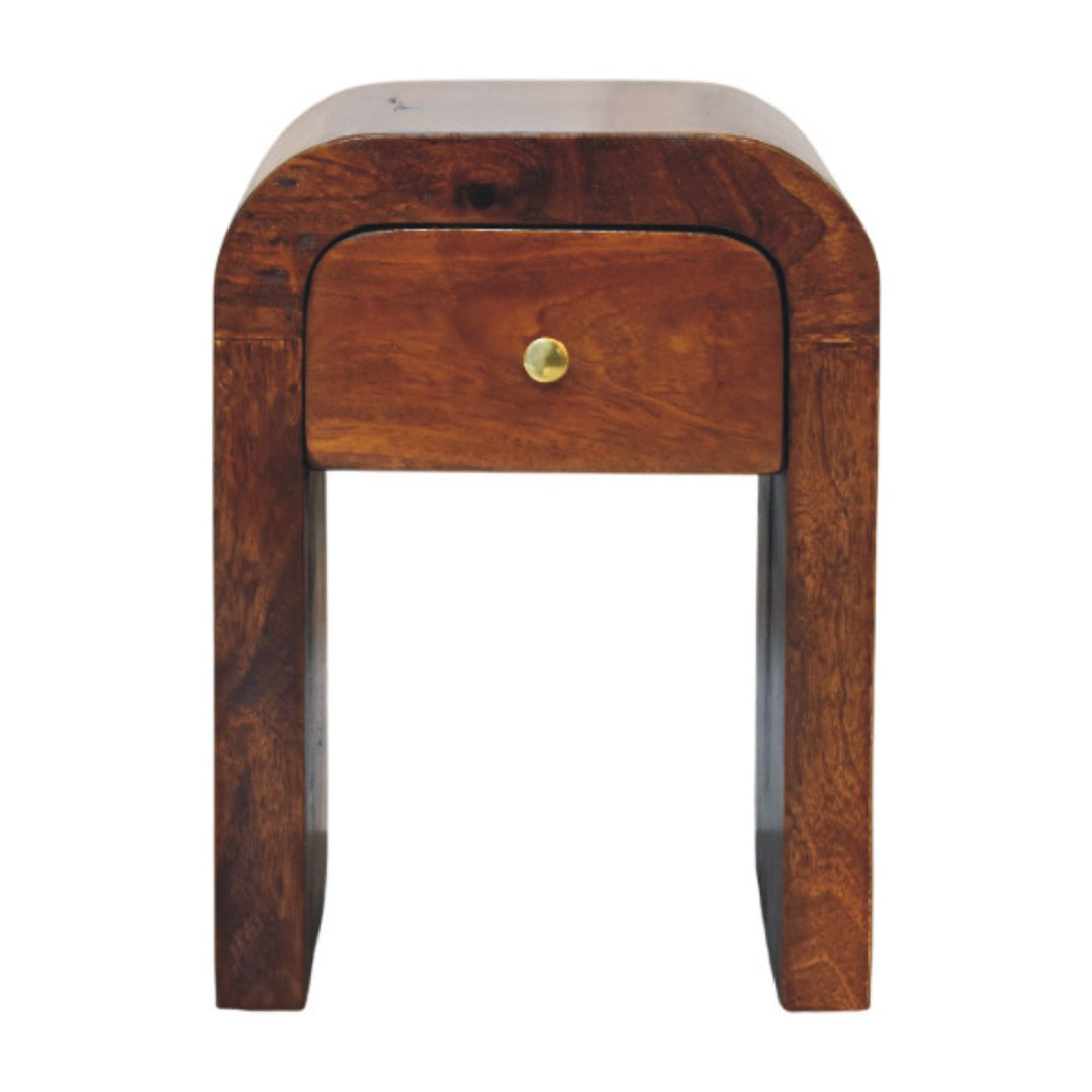 Mini Darcy Chestnut Nightstand with Curved Edges, 1-Drawer, Brown