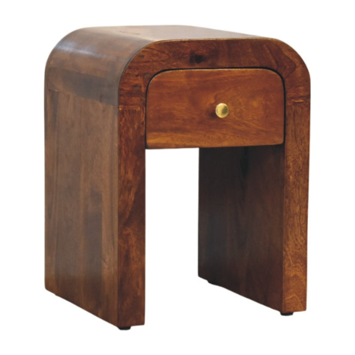 Mini Darcy Chestnut Nightstand with Curved Edges, 1-Drawer, Brown
