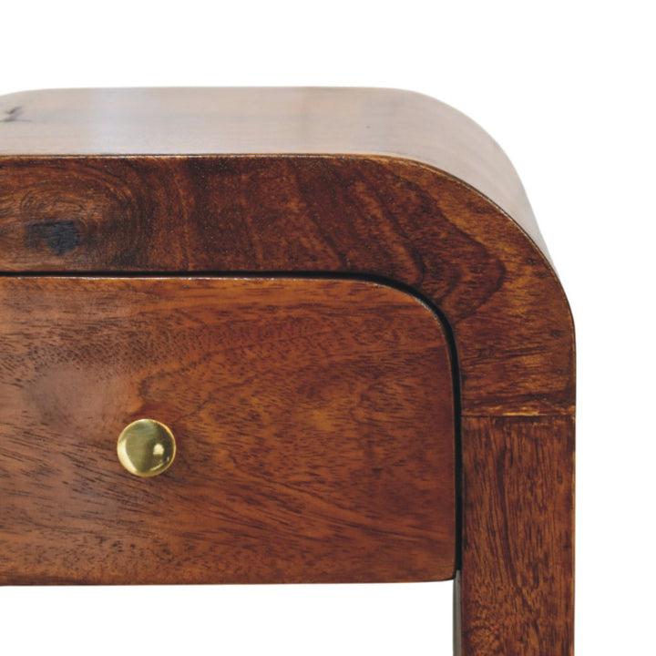 Mini Darcy Chestnut Nightstand with Curved Edges, 1-Drawer, Brown