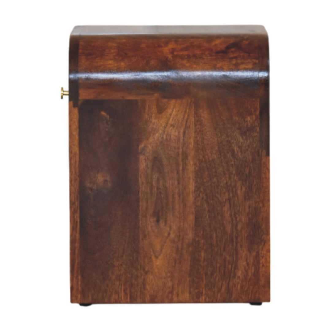 Mini Darcy Chestnut Nightstand with Curved Edges, 1-Drawer, Brown