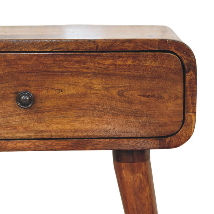 Avora Chestnut Nightstand with 1-Drawer, Nordic Legs, Brown
